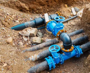 Large diameter pipes in a trench